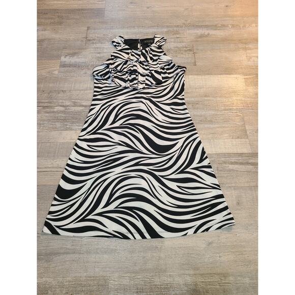 Enfocus studio size 4 pleated mini dress black and whit  zebra print - Picture 1 of 8